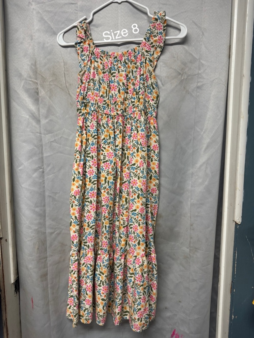 Floral Smocked Sundress in Pink, Yellow & Green